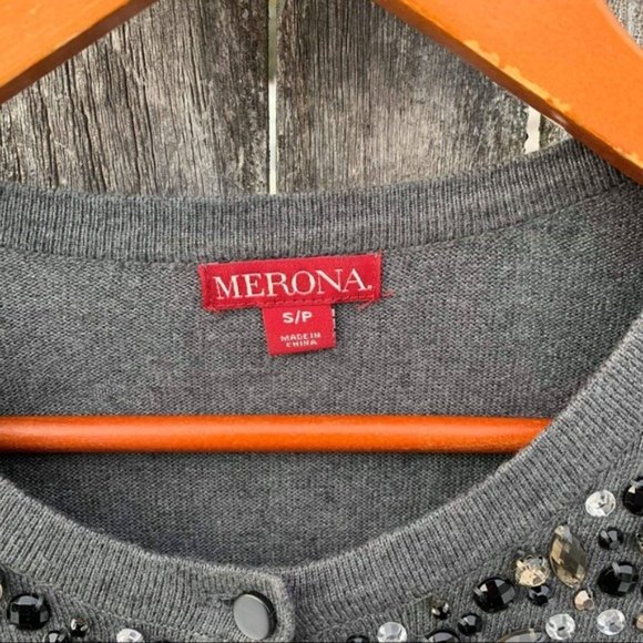 Merona button up sweater with rhinestones size Sm - Picture 3 of 4